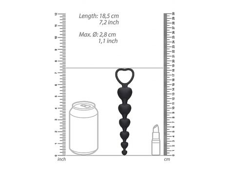 Łańcuszek kulek analnych serca Ouch! silikonowy czarny 14 cm - 4