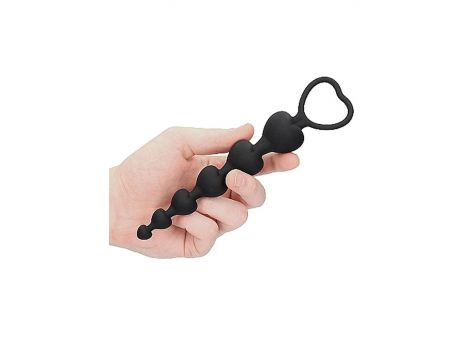 Łańcuszek kulek analnych serca Ouch! silikonowy czarny 14 cm - 5