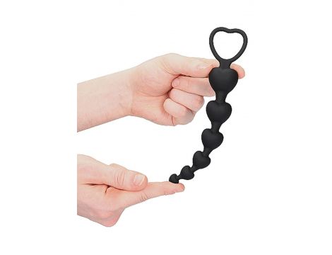 Łańcuszek kulek analnych serca Ouch! silikonowy czarny 14 cm - 6