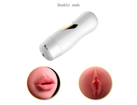Dwustronny masturbator z wibracją B Series Fox biały USB - 11