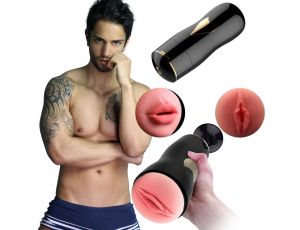 Dwustronny masturbator z wibracją B Series Fox czarny USB