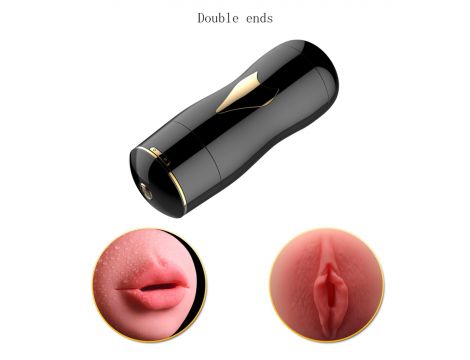 Dwustronny masturbator z wibracją B Series Fox czarny USB - 24