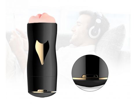 Dwustronny masturbator z wibracją B Series Fox czarny USB - 26
