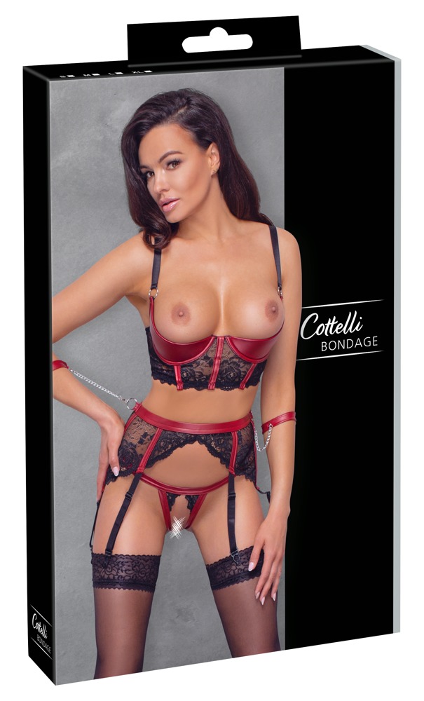 shelf bra set black/red m