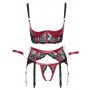 Komplet Shelf Bra z pasem Cottelli BONDAGE czarno czerwony M - 13