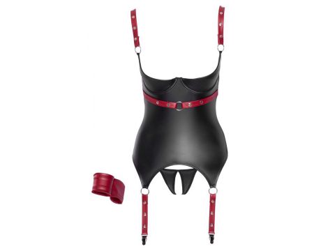 Zestaw bielizny ouvert Cottelli BONDAGE z obrożą i kajdankami M - 12