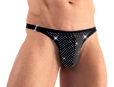 Stringi męskie z brokatowymi kamieniami Svenjoyment czarne L - 3