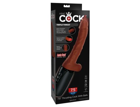 Wibrator z pchnięciami King Cock Plus z jądrami 29 cm - 2