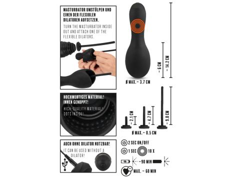 Masturbator Rebel do żołędzi z wibracją USB 14 cm - 14
