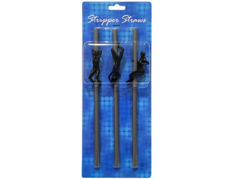 Słomki ze striptizerkami Stripper Straws srebrne 3 szt.