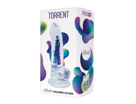 Dildo żelowe realistyczne Torrent Alive przezroczyste 20,6 cm - 2