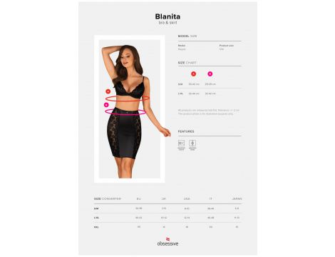 Komplet satynowy Blanita Obsessive czarny S/M - 7