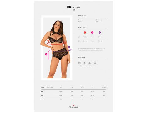 Komplet bielizny Obsessive Elizenes czarny L/XL z chokerem - 7
