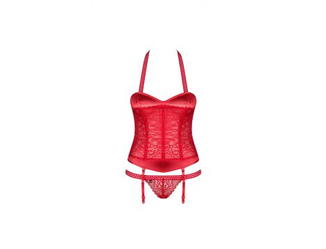Gorset z stringami Obsessive Flameria czerwony S/M - 4