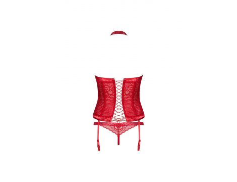 Gorset z stringami Obsessive Flameria czerwony S/M - 5