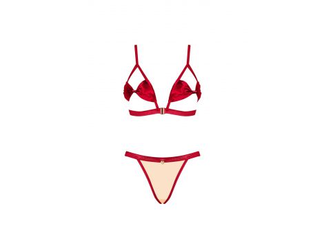 Satynowy komplet Rubinesa czerwony S/M Obsessive - 5
