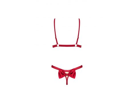 Satynowy komplet Rubinesa czerwony S/M Obsessive - 6