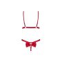 Satynowy komplet Rubinesa czerwony S/M Obsessive - 7