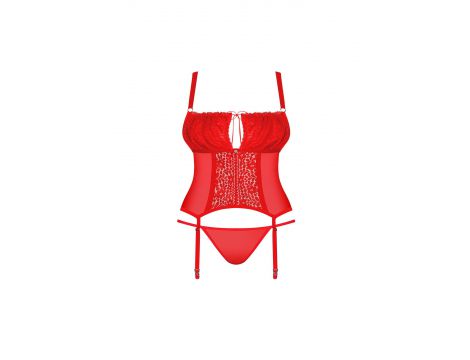 Gorset i stringi Obsessive Blossmina czerwony 4XL 5XL - 5