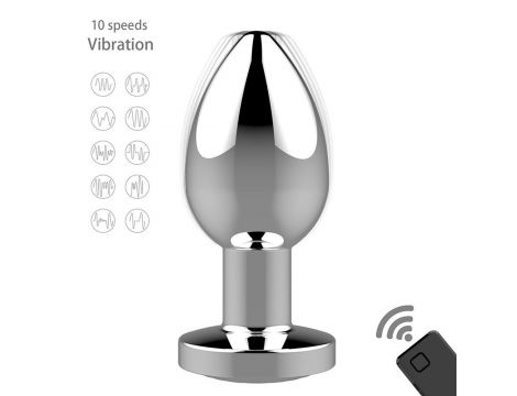 Korek analny wibrujący stalowy zdalny B Series Magic srebrny USB 8.4cm - 3