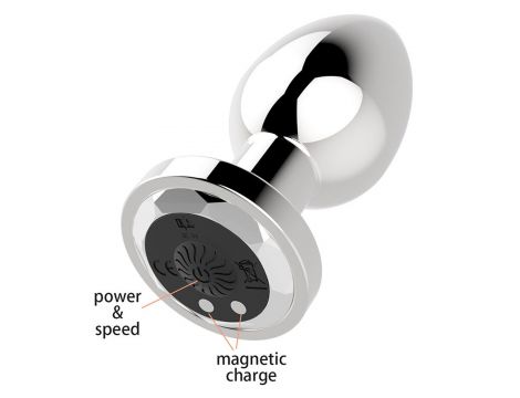 Korek analny wibrujący stalowy zdalny B Series Magic srebrny USB 8.4cm - 4