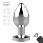 Korek analny wibrujący stalowy zdalny B Series Magic srebrny USB 8.4cm - 4