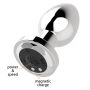 Korek analny wibrujący stalowy zdalny B Series Magic srebrny USB 8.4cm - 5
