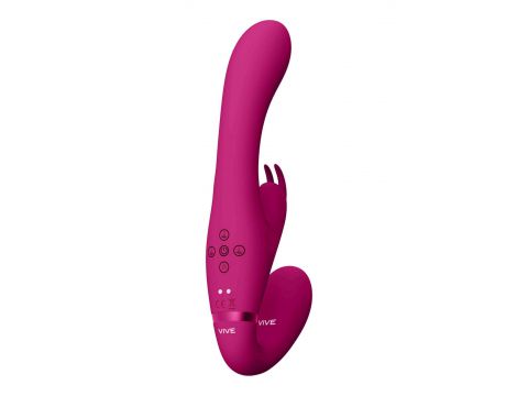 Strapon wibrujący Vive Suki silikonowy różowy USB - 10