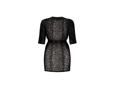 Peniuar Jagueria Obsessive czarny ze zwierzęcym printem 4XL/5XL - 6