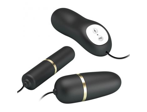 Podwójne wibrujące pociski z elektrostymulacją Pretty Love czarne - 2