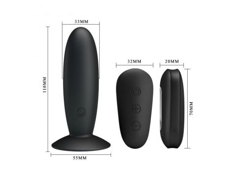Wibrujący korek analny Mr Play z pilotem silikonowy czarny USB - 5