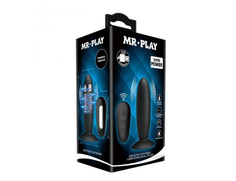 Wibrujący korek analny Mr Play z pilotem silikonowy czarny USB - 8