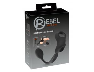 Pierścień z wibrującym plugiem analnym Rebel z pilotem USB 33 cm