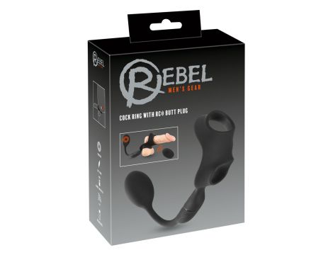 Pierścień z wibrującym plugiem analnym Rebel z pilotem USB 33 cm