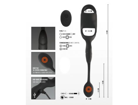Pierścień z wibrującym plugiem analnym Rebel z pilotem USB 33 cm - 20