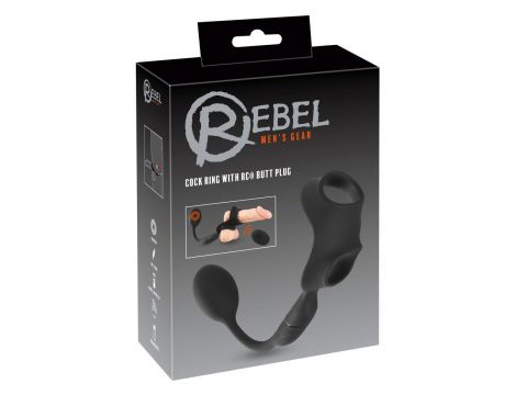 Pierścień z wibrującym plugiem analnym Rebel z pilotem USB 33 cm - 2