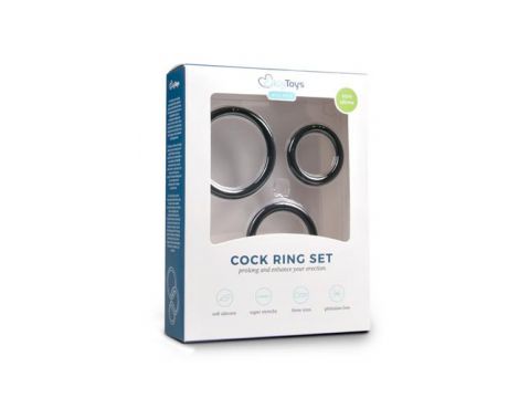 Zestaw trzech silikonowych pierścieni erekcyjnych EasyToys czarny - 3