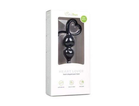 Korek analny EasyToys serce silikonowy czarny 18 cm - 4