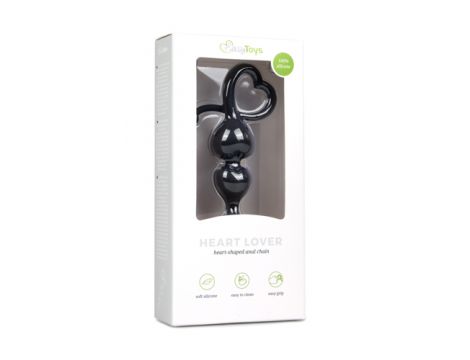Korek analny EasyToys serce silikonowy czarny 18 cm - 3