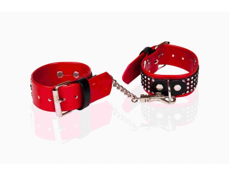 Kajdanki Whips Collection Vegan czerwone z kryształkami - 2