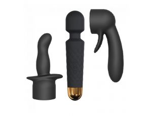 Zestaw masażera wibracyjnego Wanderful Dorcel silikonowy czarny 20 cm