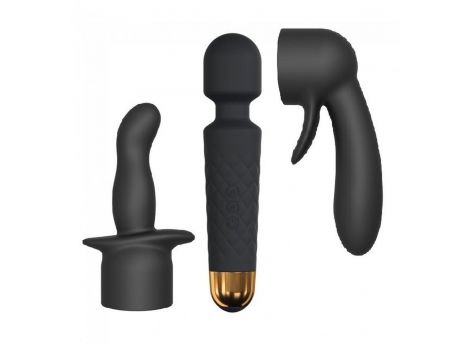 Zestaw masażera wibracyjnego Wanderful Dorcel silikonowy czarny 20 cm