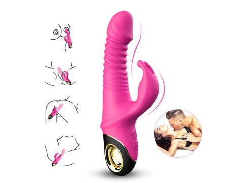 Wibrator króliczek silikonowy Zing pulsacyjnoobrotowy różowy 20cm - 3