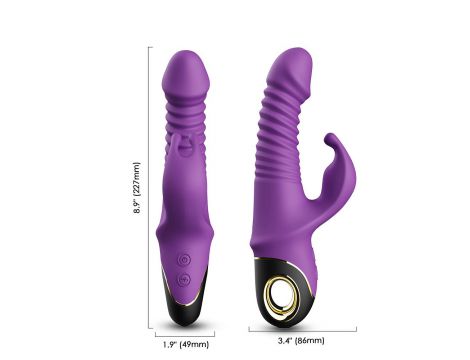 Wibrator króliczek silikonowy pulsacyjnoobrotowy Zing fioletowy 20cm - 6