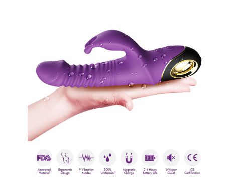 Wibrator króliczek silikonowy pulsacyjnoobrotowy Zing fioletowy 20cm - 4
