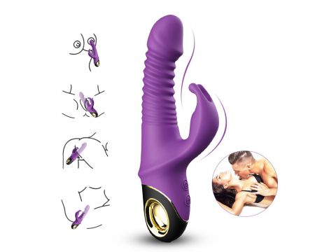 Wibrator króliczek silikonowy pulsacyjnoobrotowy Zing fioletowy 20cm - 3