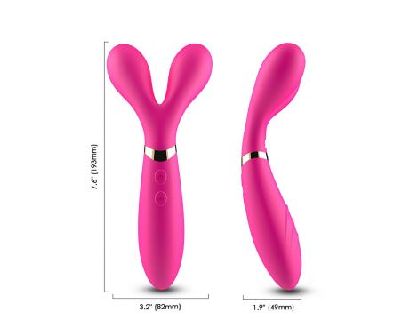 Wibrator dwuramienny Y Wand B Series Joy silikonowy różowy USB 19 cm - 6
