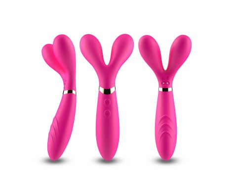Wibrator dwuramienny Y Wand B Series Joy silikonowy różowy USB 19 cm - 9