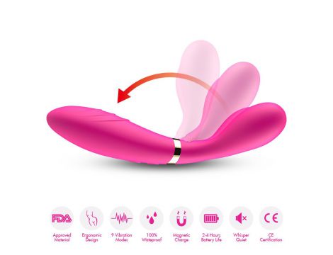 Wibrator dwuramienny Y Wand B Series Joy silikonowy różowy USB 19 cm - 10