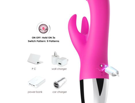 Wibrator króliczek silikonowy B-Series Joy różowy USB 20 cm - 3